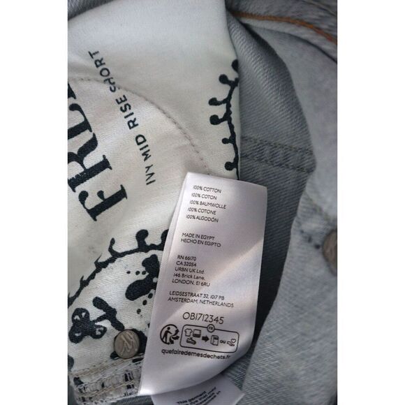 We The Free OB1712345 Women Sz 25 Blue Ivy Mid-Rise Button-Fly Raw Hem Shorts - Picture 8 of 10